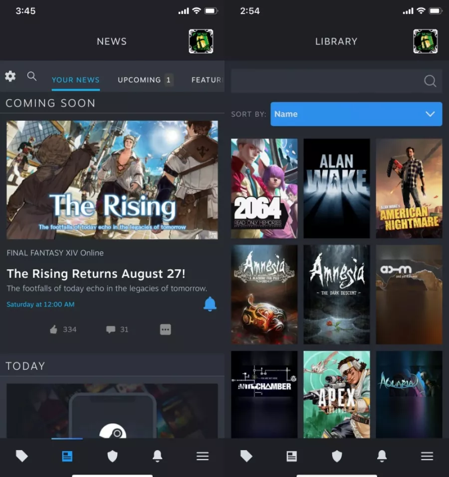Steam mobile app
