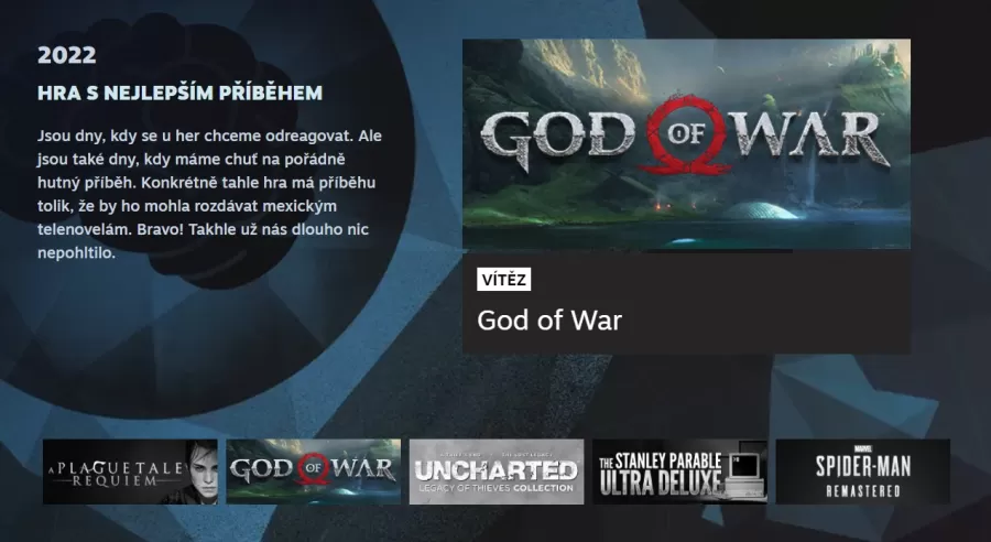 Steam Awards 2022 Najlep&scaron;&iacute; pr&iacute;beh