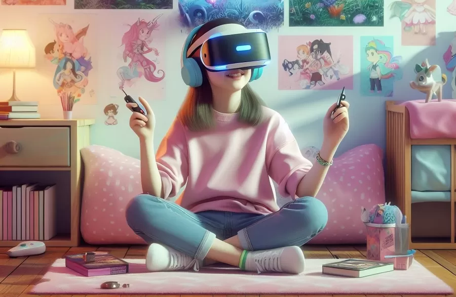 dievča VR hra
