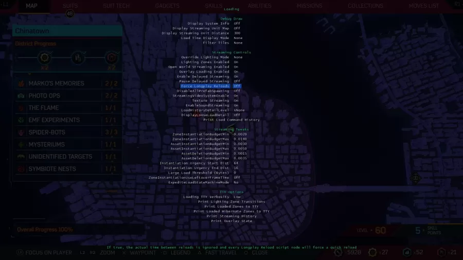 Spider-Man 2 Debug menu