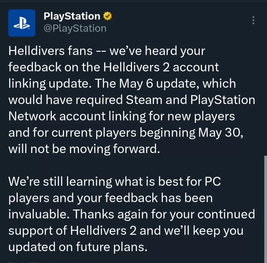 Sony PSN Helldivers 2 PC steam