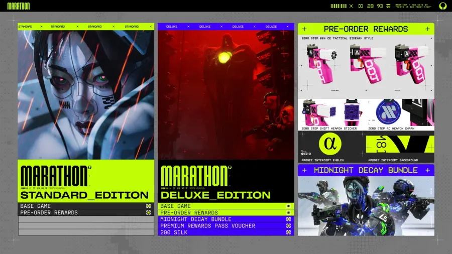 Marathon Preorders Rewards