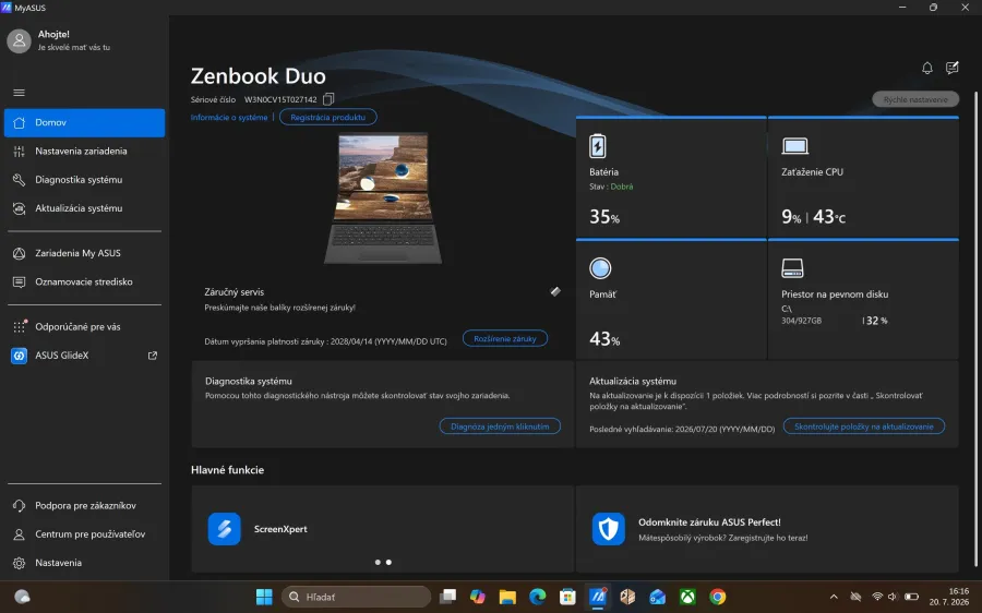 Asus Zenbook DUO 2026 UX8407AA Myasus aplikacia